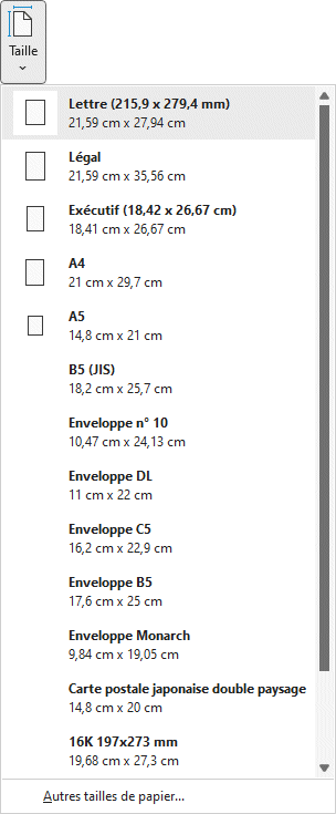 Excel - Mise en page - taille du papier