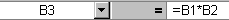 Contenu de la barre formule: =B1*B2