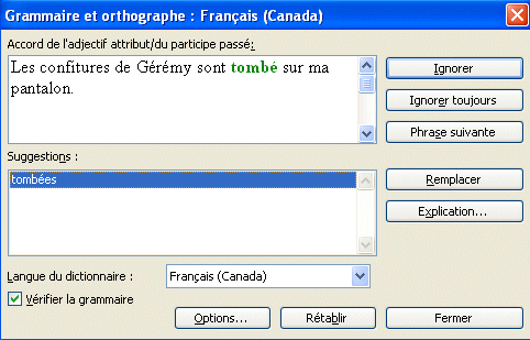 word 2003: outils-grammaire correction3