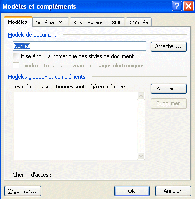 word 2003:outils-modèles et compléments