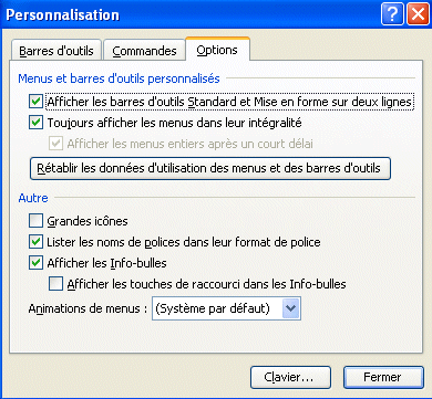 word 2003:outils-personnaliser2