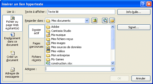 Excel 2007 - Lien hypertexte sur document