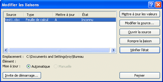 Excel 2007 - Modifier les liaisons