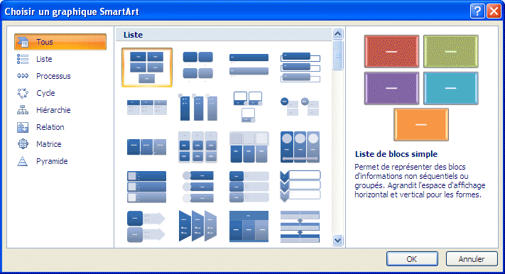 Office 2007 - SmartArt - Choisir