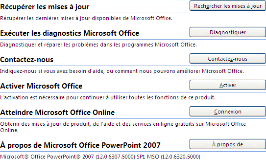 powerpoint 2007 : Options ressources