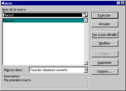 Excel - Fen�tre des macros