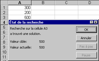 Cellules avec les nouveaux r�sultats. A1: 300, A2:200, A3:500