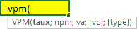 Excel - fonction - liste des param&egrave;tres de la fonction choisie