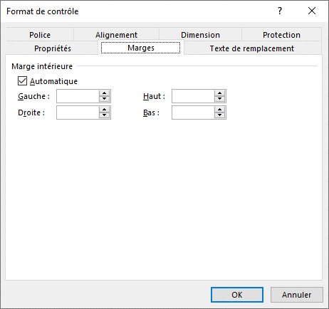 Excel - Format contrôle - Marges