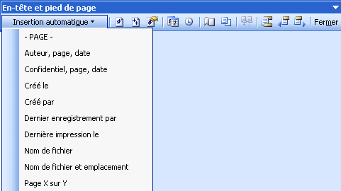 word 2003:affichage-en-tête et pied de page