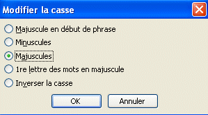 word 2003:format-modifier la case