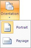 Word Excel 2007, Orientation du papier