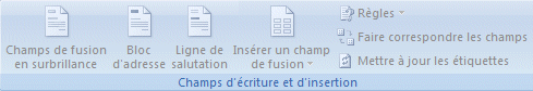Word 2007:Publipostage-Champs d'écriture et d'insertion